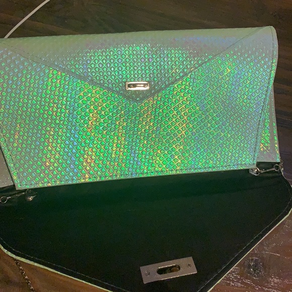 Holographic Envelope Light Mint Green Clutch - Picture 6 of 8
